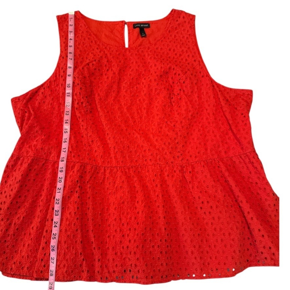 Lane Bryant Red Eyelet‎ Peplum Tank Top Plus Size 26 Resortcore Coastal Grandma - Picture 7 of 9